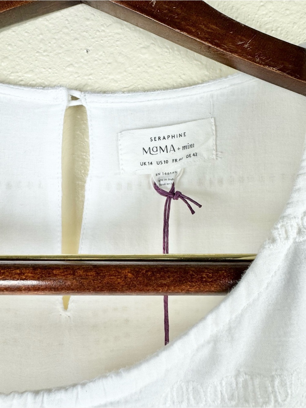 White Maternity Dress Eyelet Lace Frill  100% Cotton by Seraphine SZ 10 Nursing - Picture 6 of 16